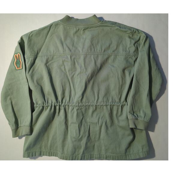 Cat & Jack Light Sage Green Zip Up Jacket Heart Cheetah Peace Girls Sz L (10-12) - Picture 6 of 7
